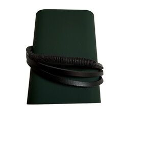 Elegant Black Leather Men's Bracelet